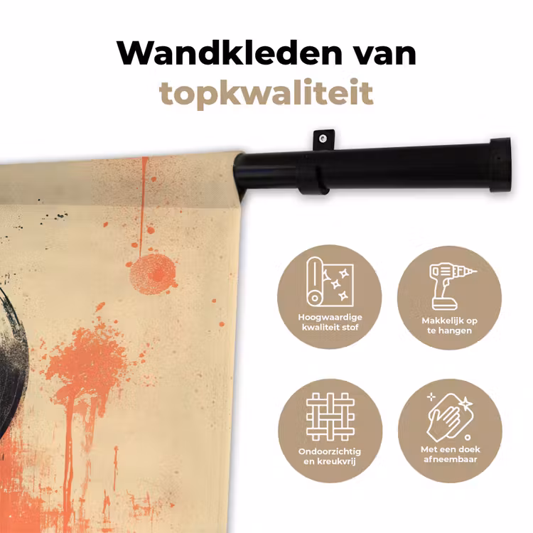 Wandkleed - Vinylplaat - Zwart - Verfspatten - Retro — 3