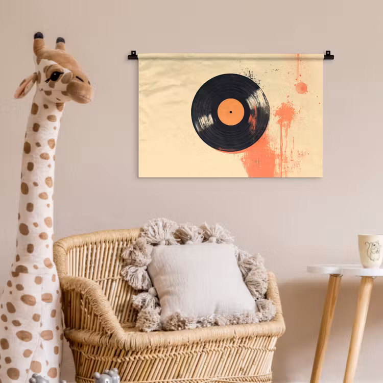 Wandkleed - Vinylplaat - Zwart - Verfspatten - Retro — 5