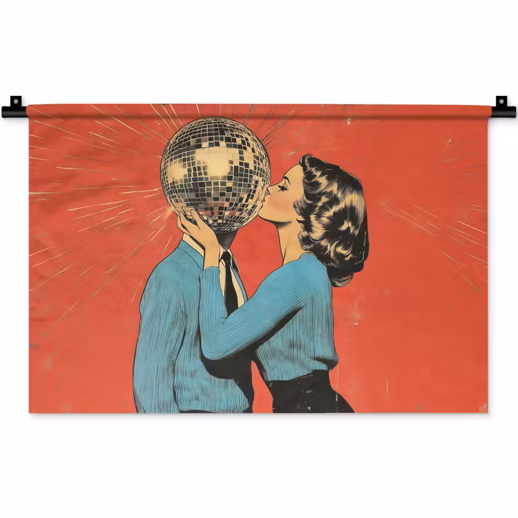 Wandkleed - Vrouw - Retro - Discobal - Kus — 1