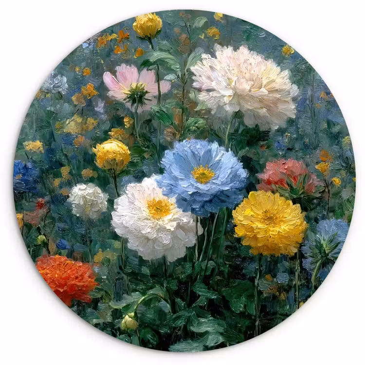 Muurcirkel - Close-up - Veld - Bloemen - Kleurrijk — 1