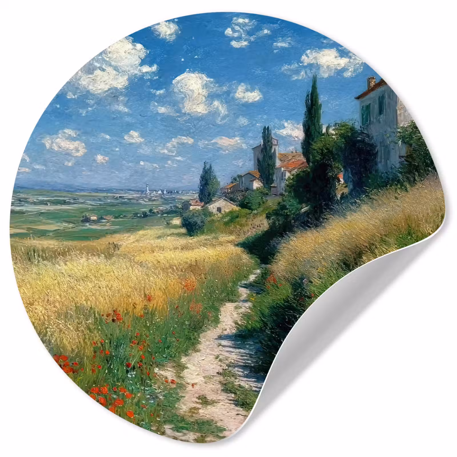 Behangcirkel - Zandpad - Huis - Bomen - Grasveld — 1