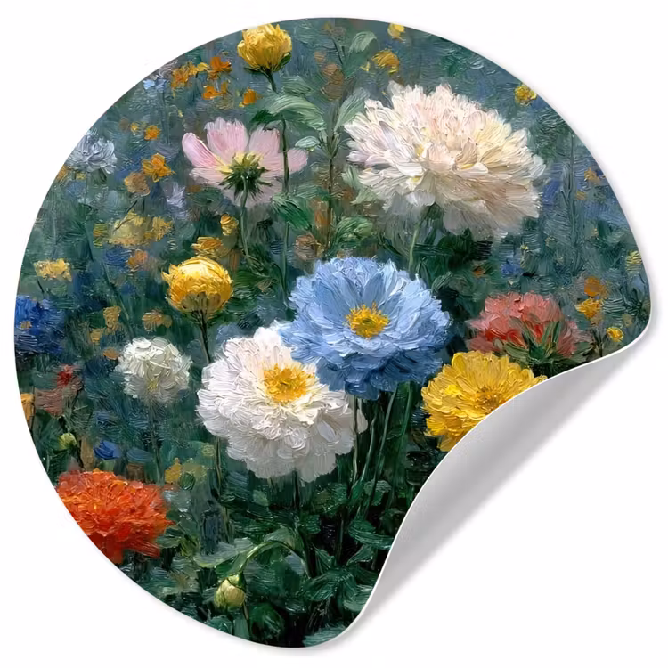 Behangcirkel - Close-up - Veld - Bloemen - Kleurrijk — 1