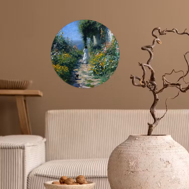 Behangcirkel - Kat - Vrouw - Bloemen - Huis — 2