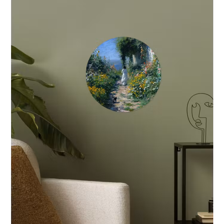 Behangcirkel - Kat - Vrouw - Bloemen - Huis — 3