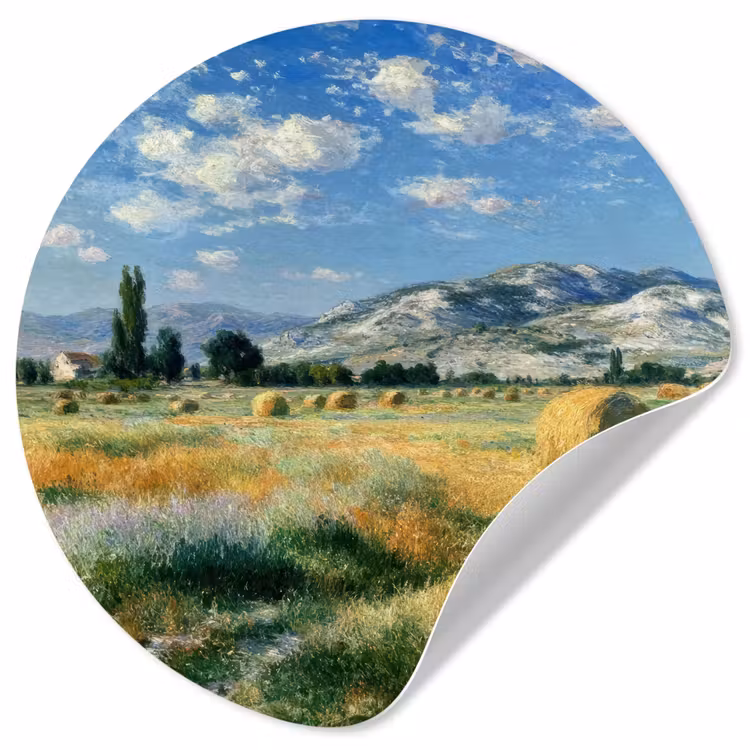 Behangcirkel - Landschap - Strobalen - Bergen - Wolken — 1