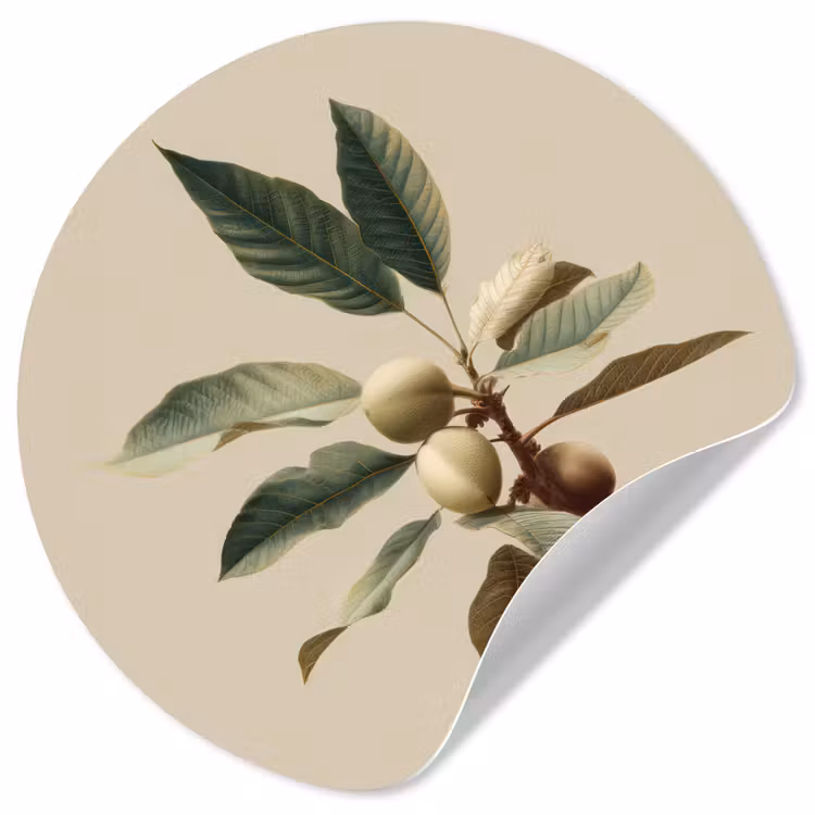 Behangcirkel - Tak - Groene Bladeren - Vruchten — 1