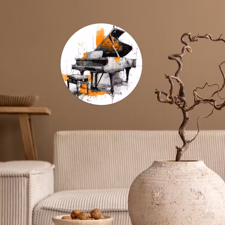 Behangcirkel - Piano - Oranje - Zwart - schets lijnen — 2