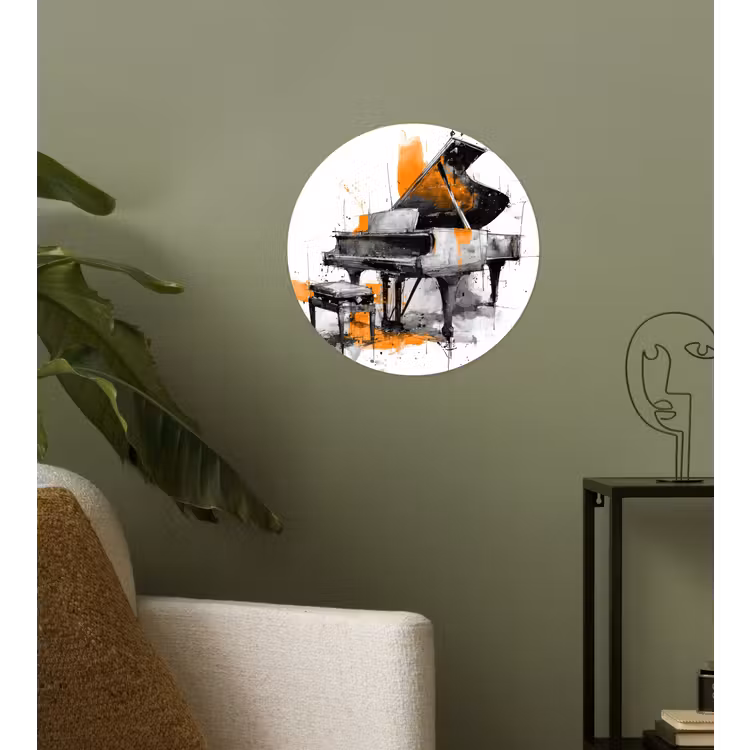 Behangcirkel - Piano - Oranje - Zwart - schets lijnen — 3