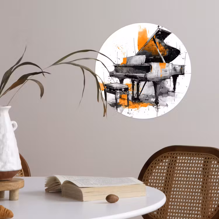 Behangcirkel - Piano - Oranje - Zwart - schets lijnen — 4