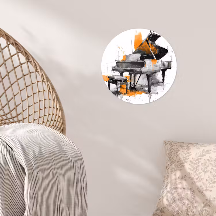 Behangcirkel - Piano - Oranje - Zwart - schets lijnen — 5
