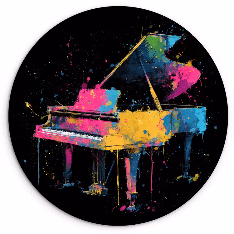 Muurcirkel - Piano - Kleurrijk - Verf - Modern — 1