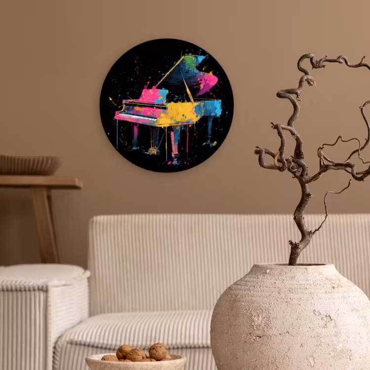 Muurcirkel - Piano - Kleurrijk - Verf - Modern — 2