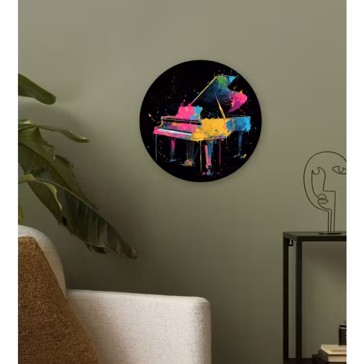 Muurcirkel - Piano - Kleurrijk - Verf - Modern — 3