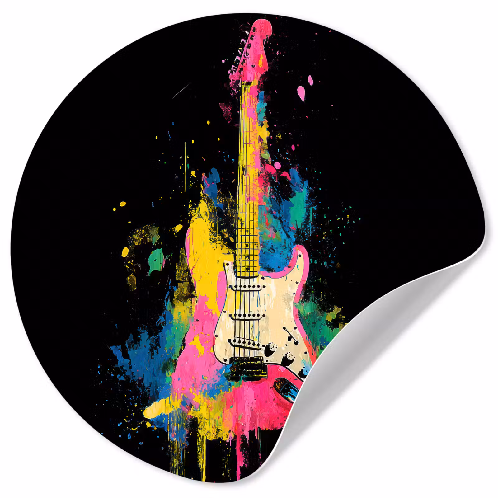 Behangcirkel - Gitaar - Kleurrijk - Verf — 1