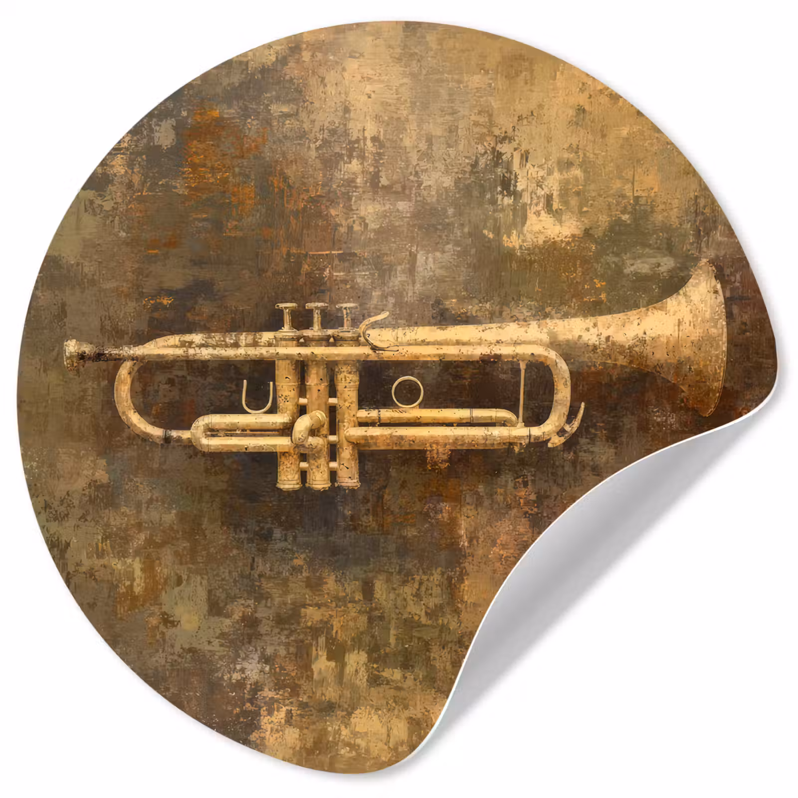 Behangcirkel - Trompet - Geel - Muzikaal — 1