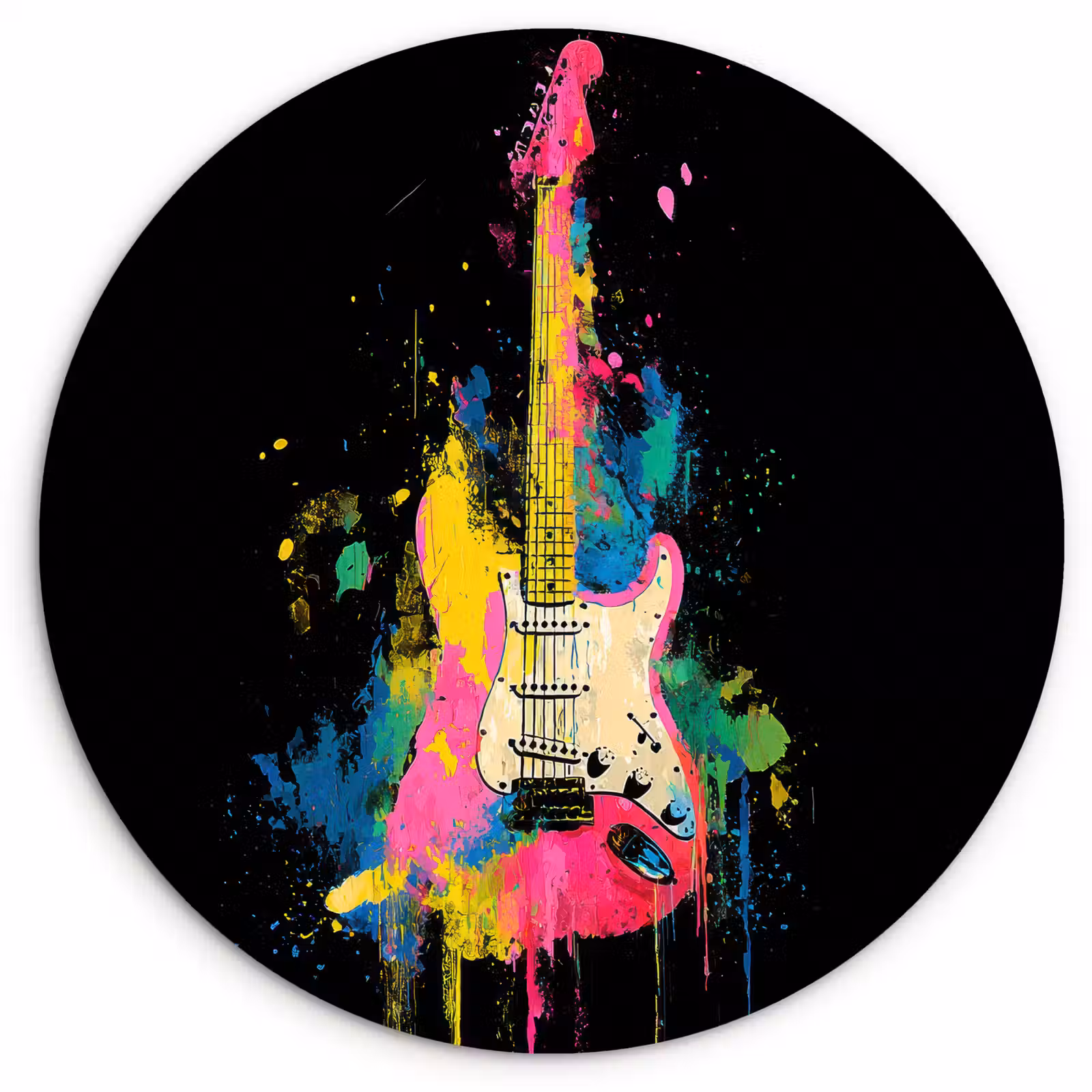 Muurcirkel - Gitaar - Kleurrijk - Verf — 1