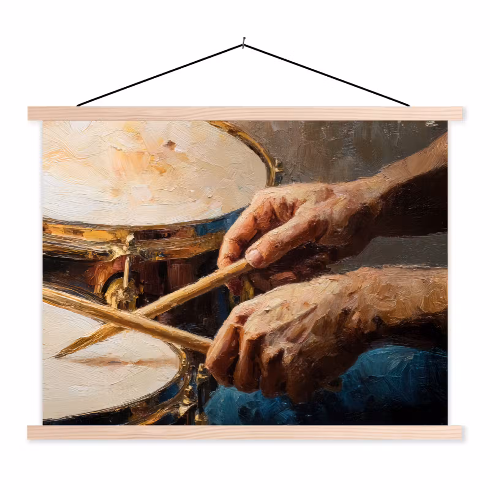 Schoolplaat - Drumstokken - Olieverf - Man — 1