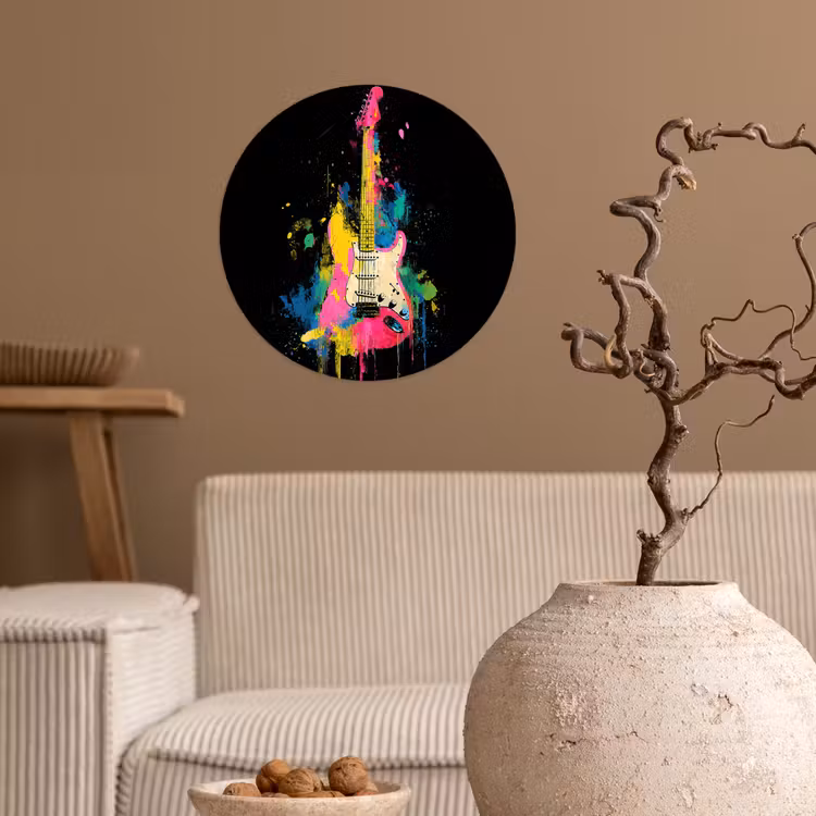 Behangcirkel - Gitaar - Kleurrijk - Verf — 2