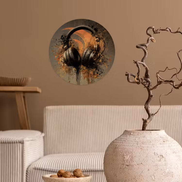 Behangcirkel - Koptelefoon - Bruin - Verf - Vintage — 2