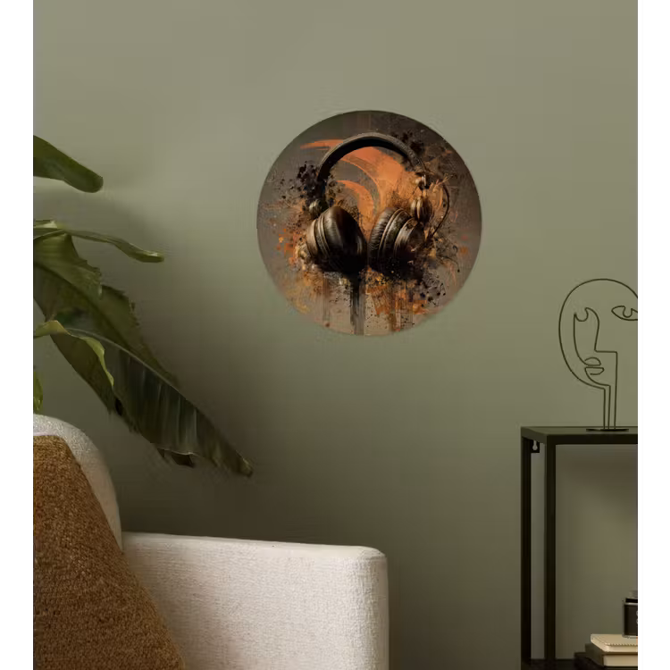 Behangcirkel - Koptelefoon - Bruin - Verf - Vintage — 3