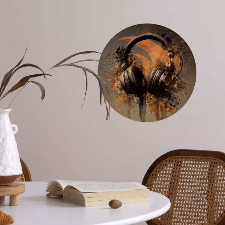 Behangcirkel - Koptelefoon - Bruin - Verf - Vintage — 4