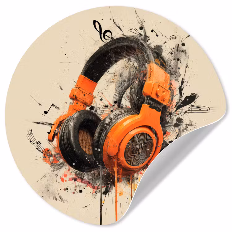 Behangcirkel - Koptelefoon - Oranje - Explosief — 1