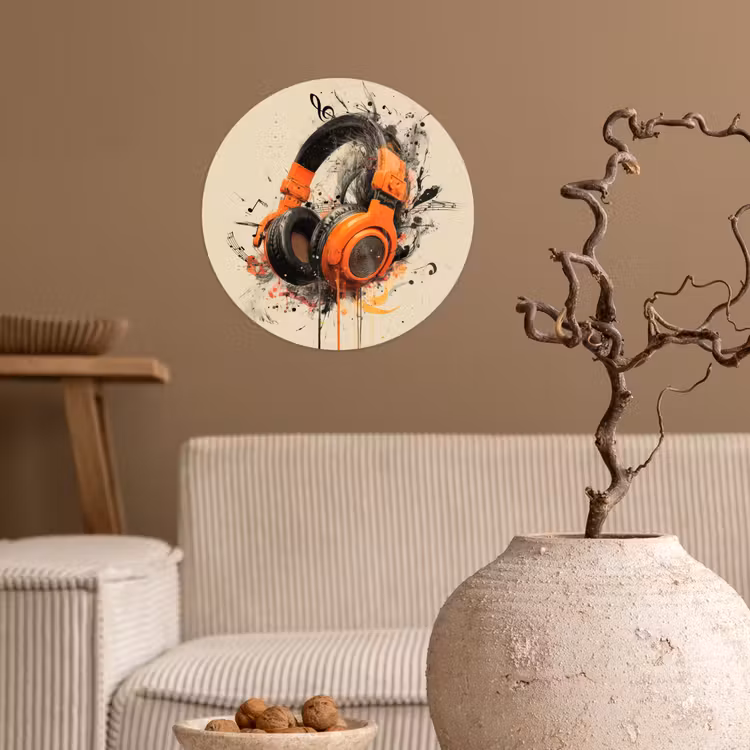 Behangcirkel - Koptelefoon - Oranje - Explosief — 2