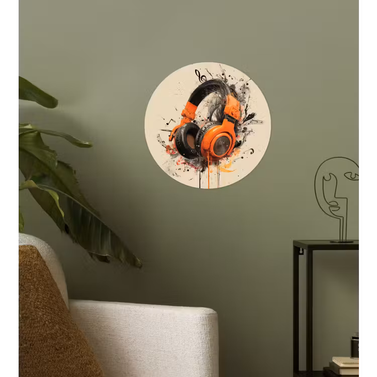 Behangcirkel - Koptelefoon - Oranje - Explosief — 3
