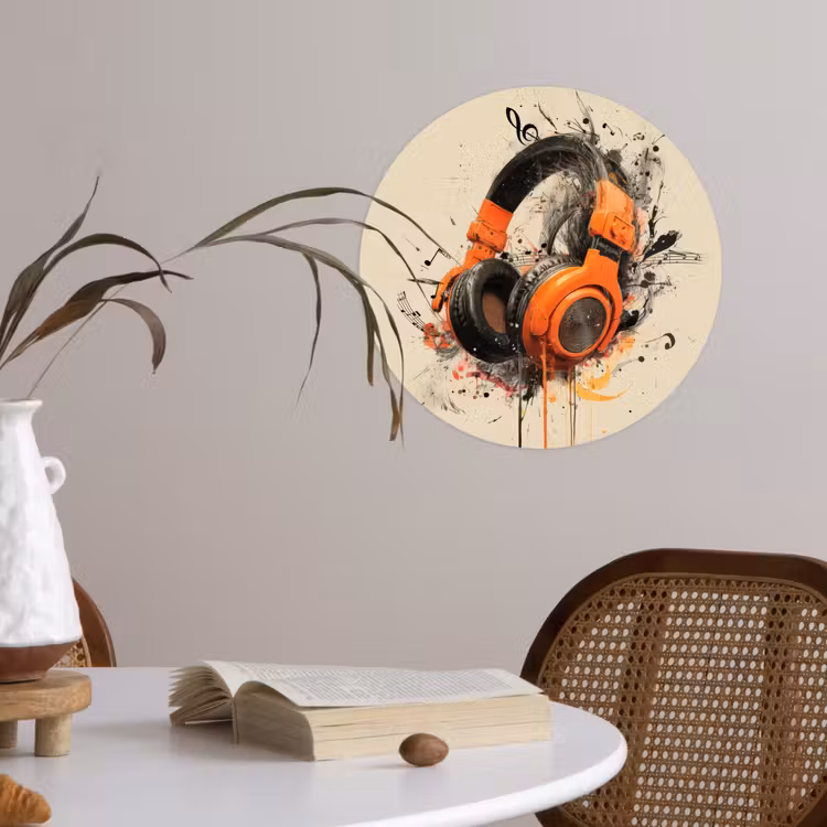 Behangcirkel - Koptelefoon - Oranje - Explosief — 4