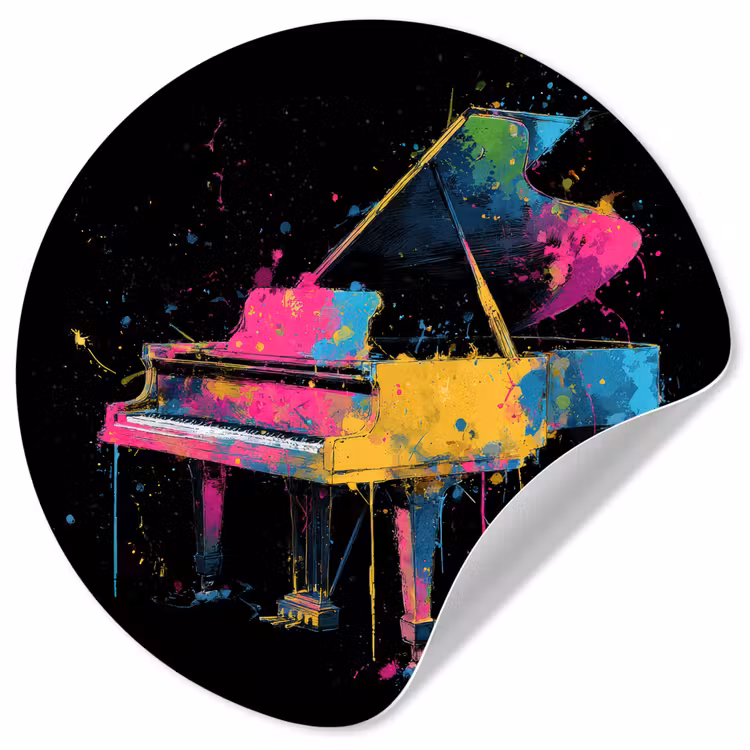 Behangcirkel - Piano - Kleurrijk - Verf - Modern — 1
