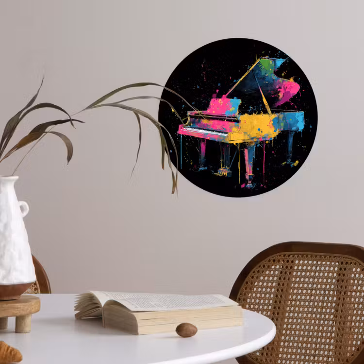 Behangcirkel - Piano - Kleurrijk - Verf - Modern — 4