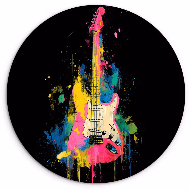 Muurcirkel - Gitaar - Kleurrijk - Verf — 1
