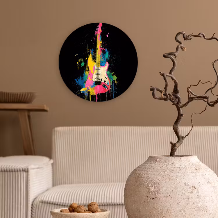 Muurcirkel - Gitaar - Kleurrijk - Verf — 2