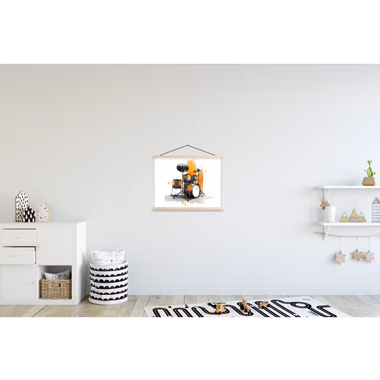 Schoolplaat - Drumstel - Oranje - Zwart - Aquarelverf — 3