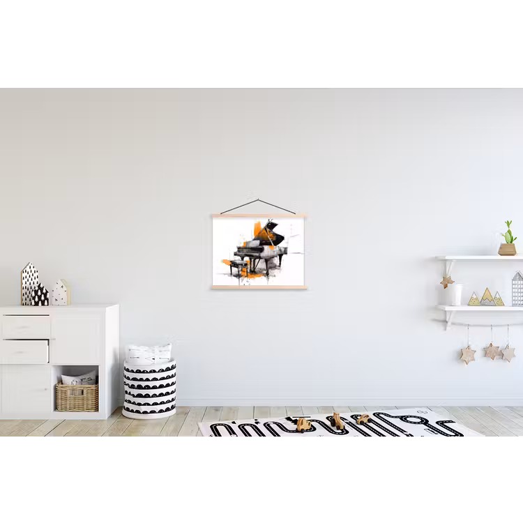 Schoolplaat - Piano - Oranje - Zwart - schets lijnen — 3