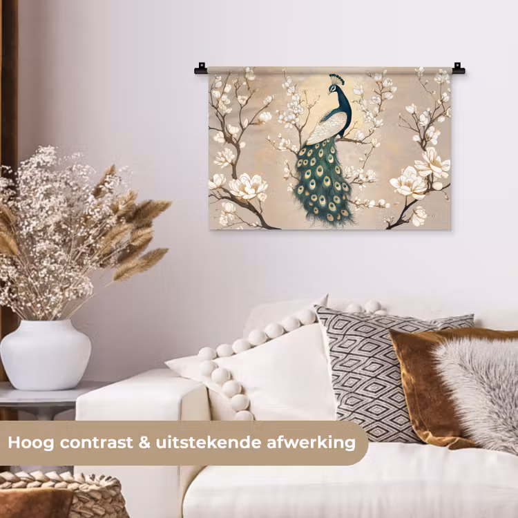 Wandkleed - Pauw - Tak - Bloemen — 4