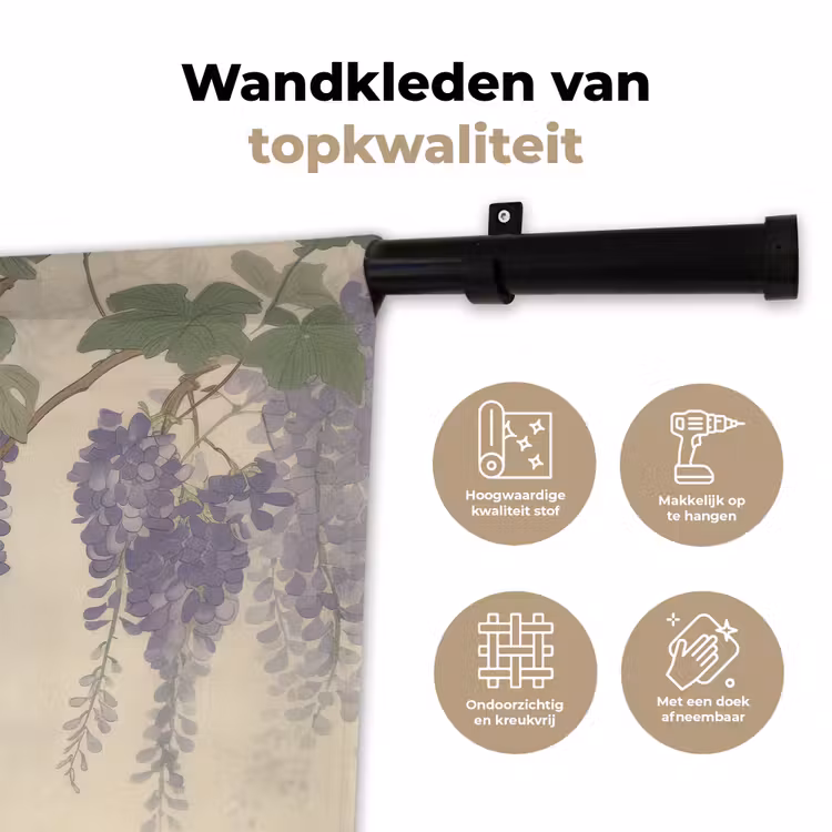 Wandkleed - Specht - Bloemen - Paars — 3