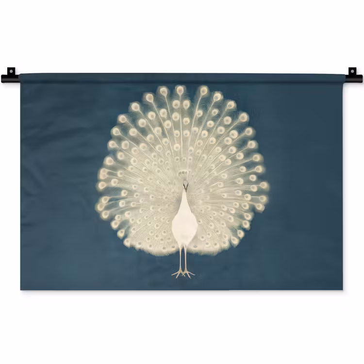 Wandkleed - Vogel - Blauw - Vintage — 1