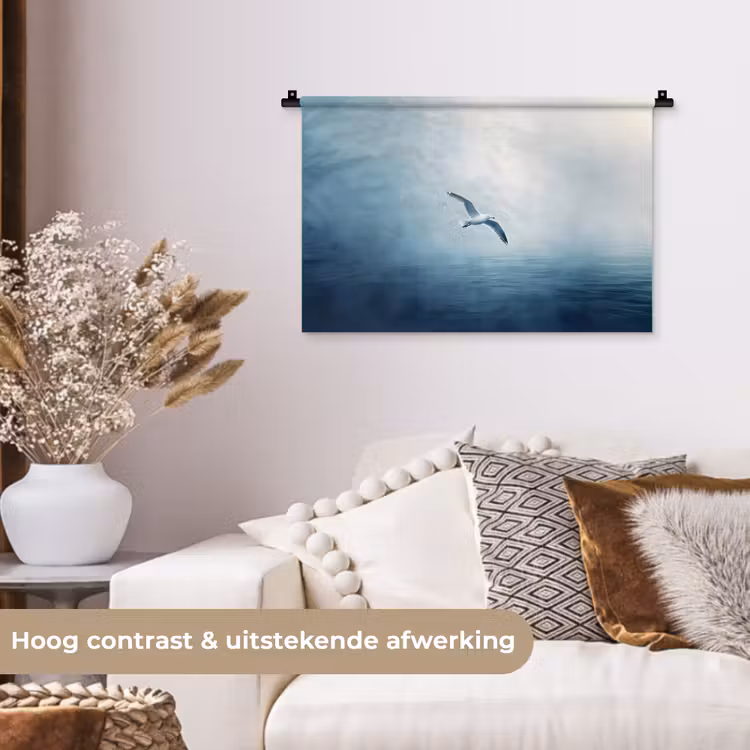 Wandkleed - Meeuw - Wit - Zee - Mistig — 4
