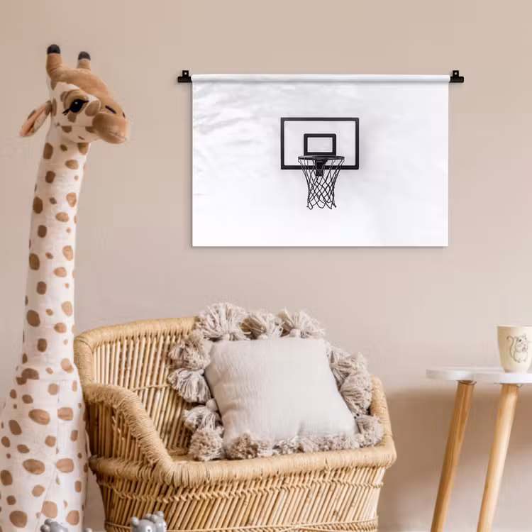 Wandkleed - Basketbalbord - Minimalistisch - Zwart — 5