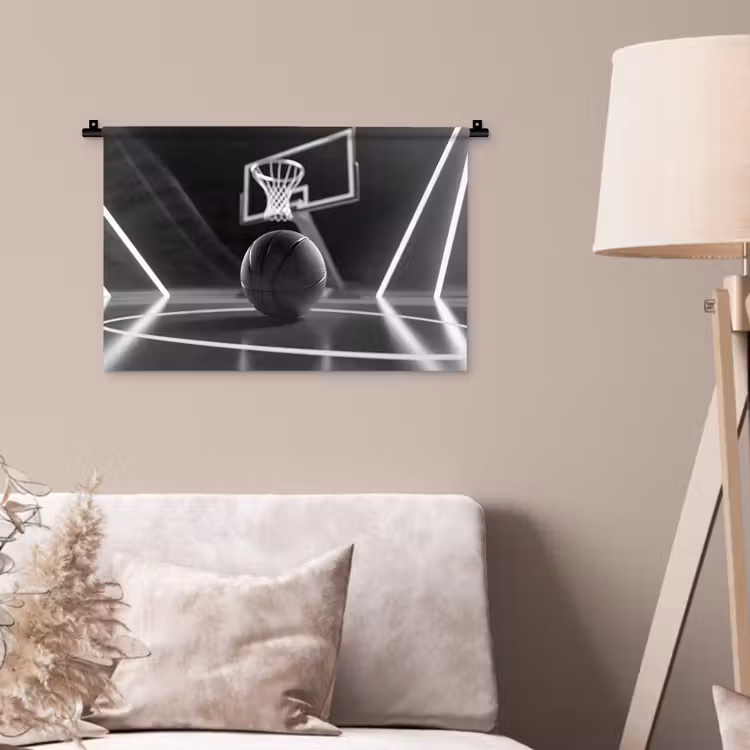 Wandkleed - Basketbal - Basketbalveld - Lichtlijnen — 2