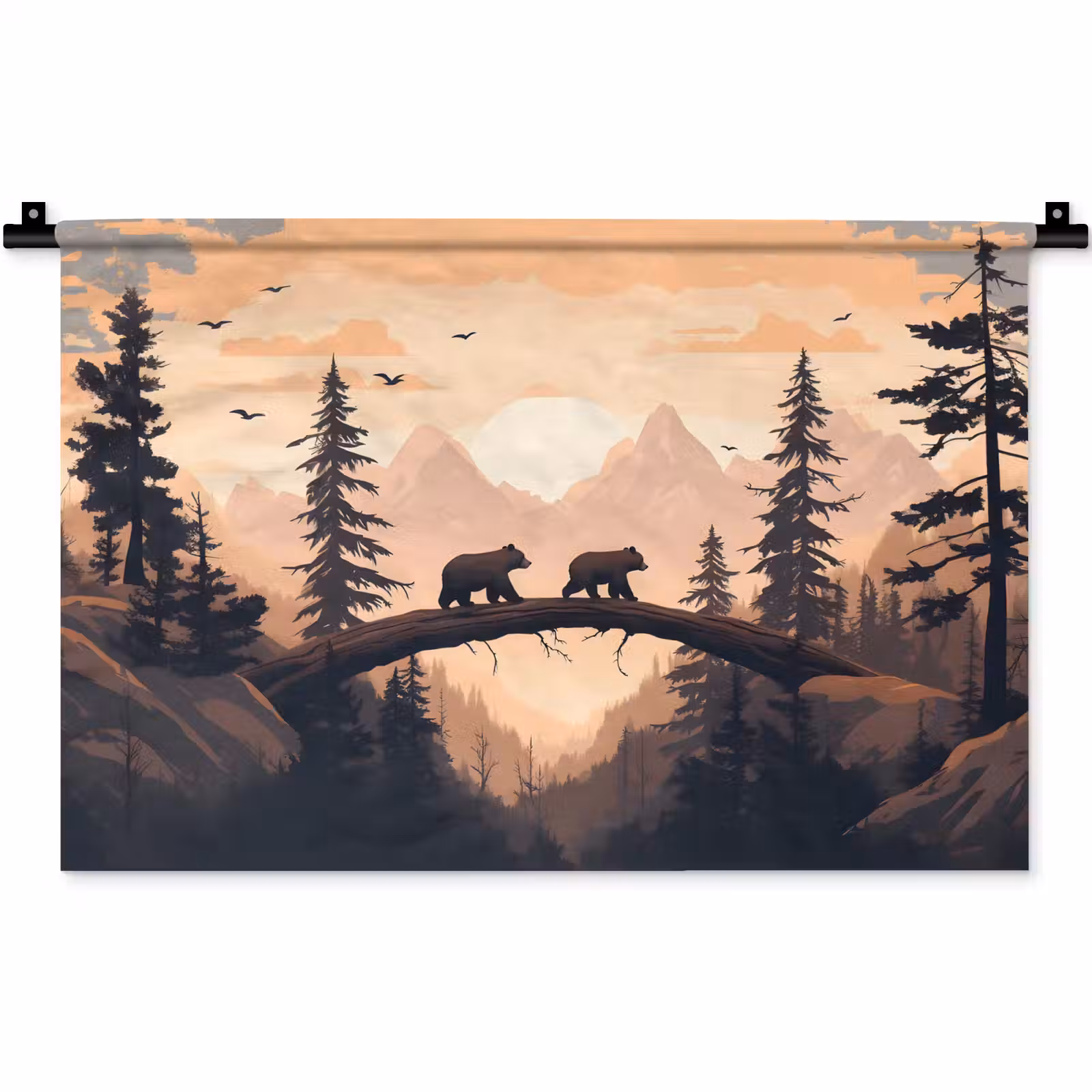 Wandkleed - Beren - Bomen - Landschap - Zonsondergang — 1