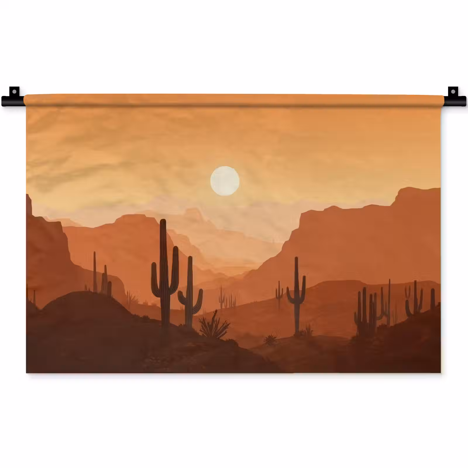 Wandkleed - Landschap - Woestijn - Cactussen - Zon — 1