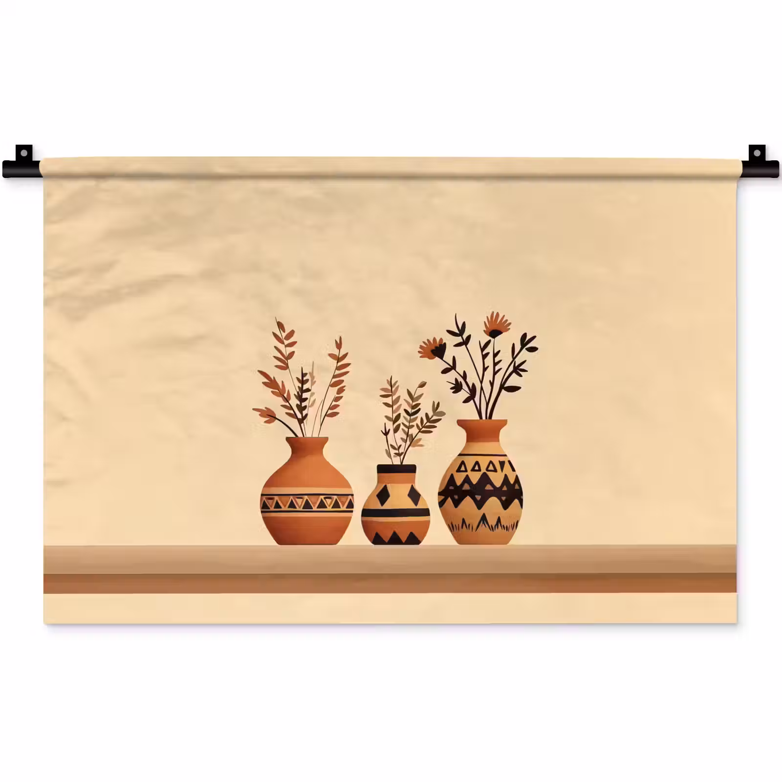 Wandkleed - Vazen - Bloemen - Bladeren - Minimalistisch — 1