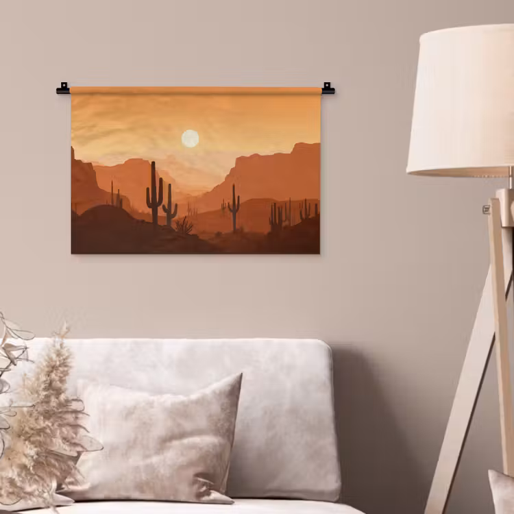 Wandkleed - Landschap - Woestijn - Cactussen - Zon — 2