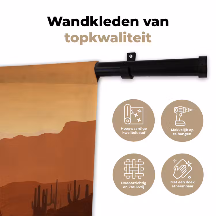 Wandkleed - Landschap - Woestijn - Cactussen - Zon — 3