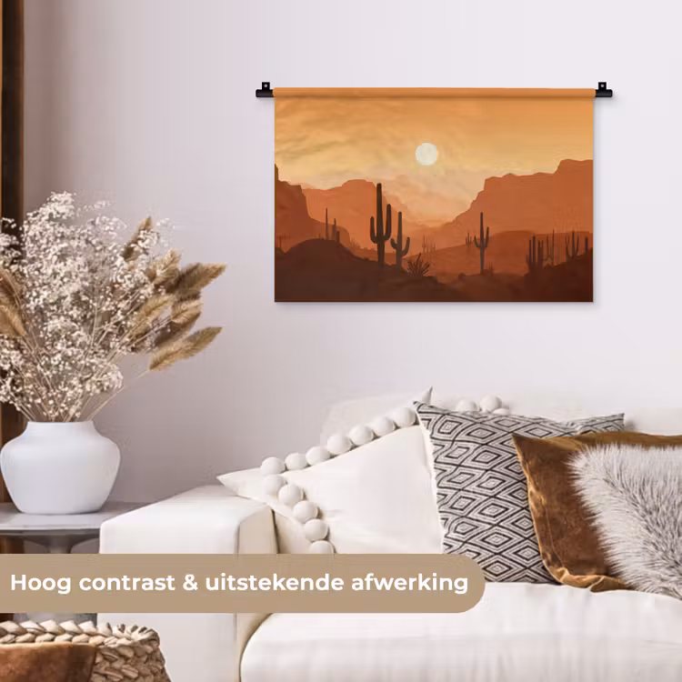 Wandkleed - Landschap - Woestijn - Cactussen - Zon — 4