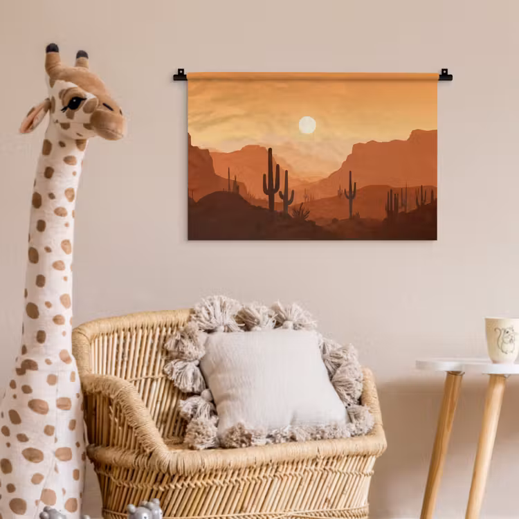 Wandkleed - Landschap - Woestijn - Cactussen - Zon — 5