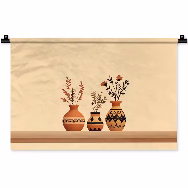 Wandkleed - Vazen - Bloemen - Bladeren - Minimalistisch — 1