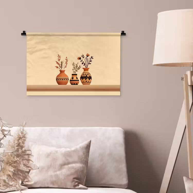 Wandkleed - Vazen - Bloemen - Bladeren - Minimalistisch — 2